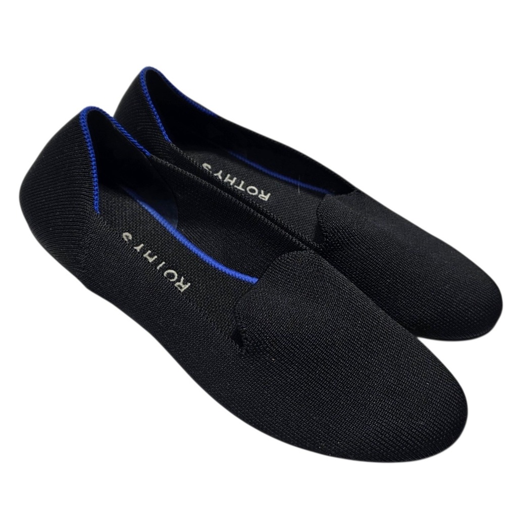 Rothy's The Loafer Women 7.5 Black Solid Knit Slip On Flats Eco Friendly‎